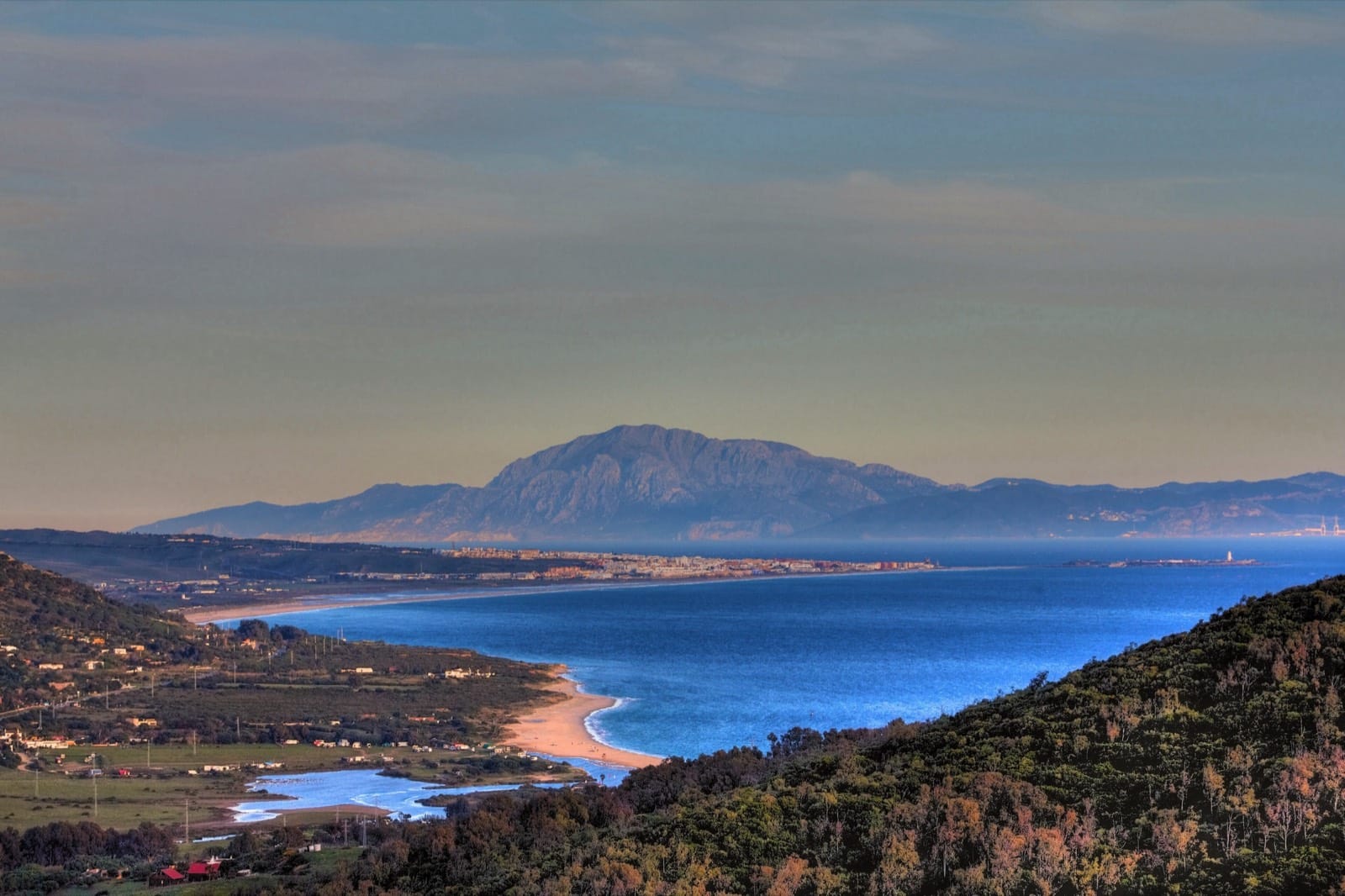 Jebel Musa in Morocco seen across the Strait of Gibraltar from Tarifa, Spain
