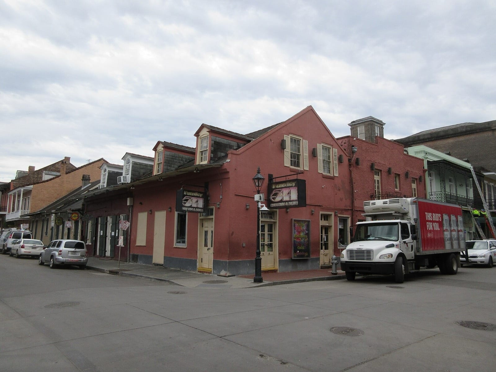 Historic buildings on Bourbon Street in the French Quarter, New Orleans