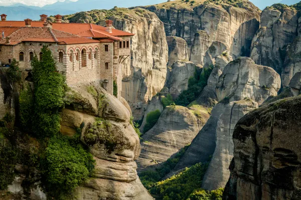 A monastery on a sandstone pillar at Meteora in Thessaly, Greece